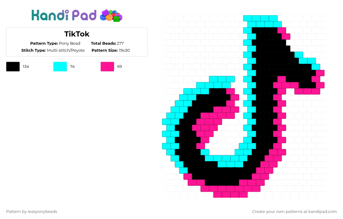 TikTok - Pony Bead Pattern by ieatponybeads on Kandi Pad - light blue,pink,cotdtiktok