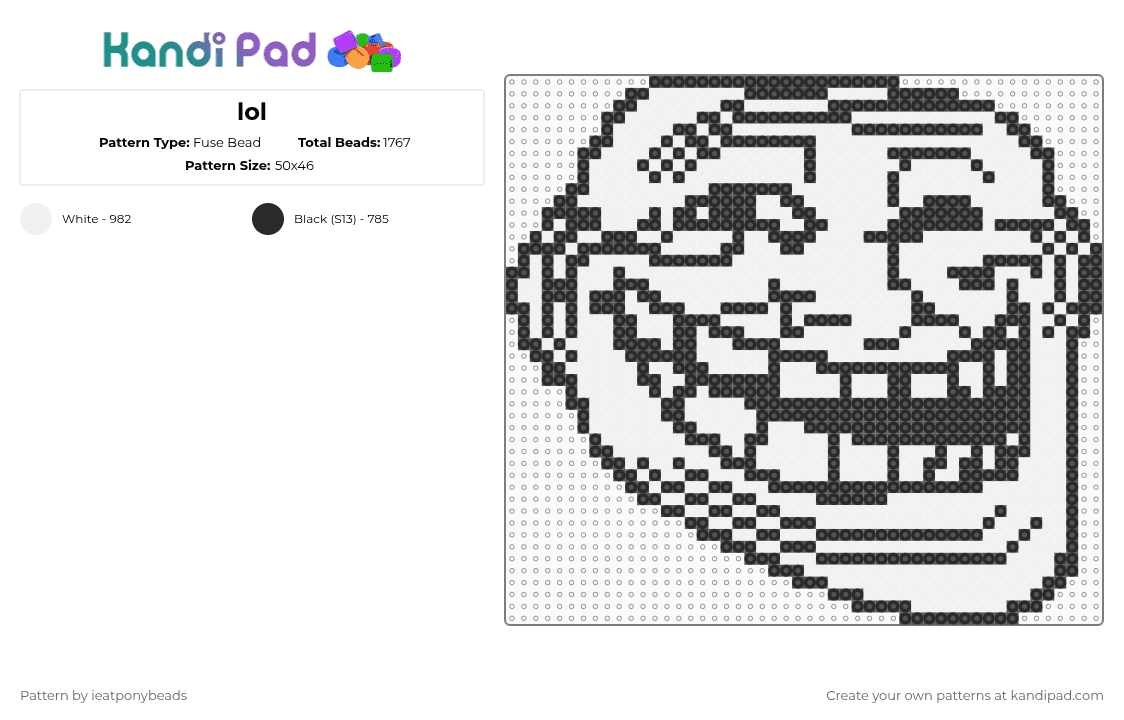 lol - Fuse Bead Pattern by ieatponybeads on Kandi Pad - black,white,cotdcomedy