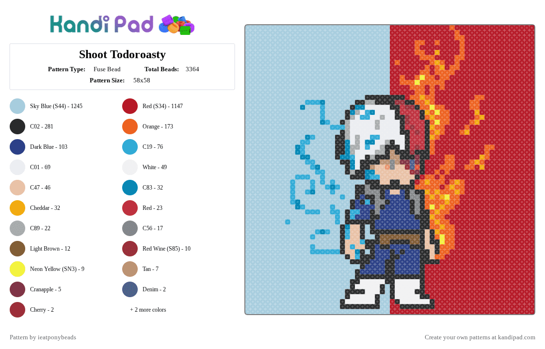 Shoto Todoroasty - Fuse Bead Pattern by ieatponybeads on Kandi Pad - anime, bakugo, bnha, boko no hero academia, deku, light blue, mha, my hero academia, red, shoto todoroki