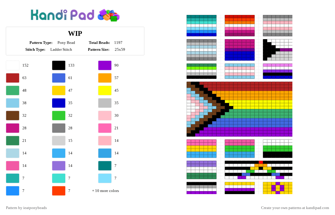 WIP - Pony Bead Pattern by ieatponybeads on Kandi Pad - purple,red,orange,yellow,colorful,pride,flags,gay,lesbian,gender,love,bi,pan