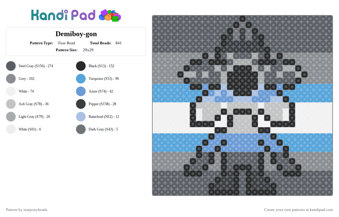 Demiboy-gon - Fuse Bead Pattern by ieatponybeads on Kandi Pad - demi boy, demiboy, demigorgon, gray, horror, netflix, pride, stranger things