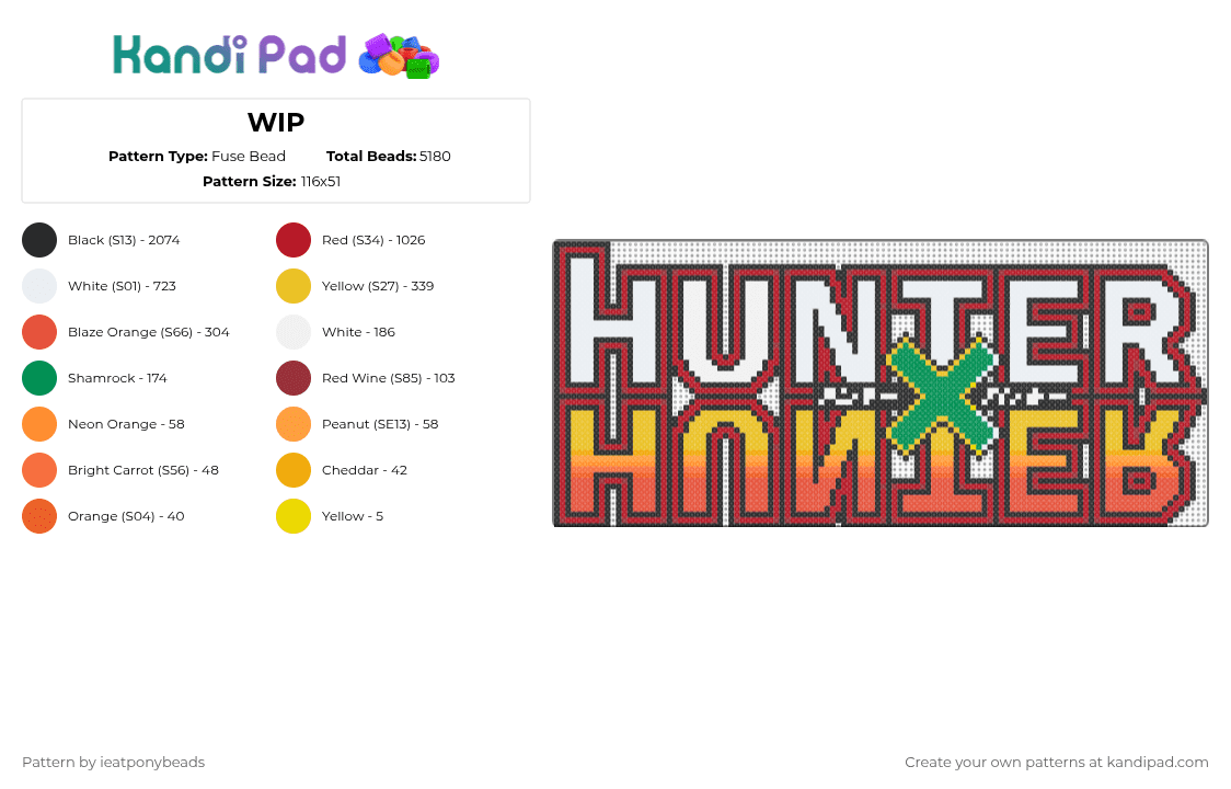Hunter x Hunter - Fuse Bead Pattern by ieatponybeads on Kandi Pad - red,anime,hunter x hunter,hxh,gon,killua,kurapika,manga,leorio
