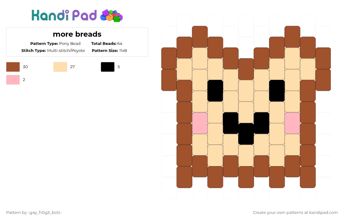 more breads - Pony Bead Pattern by -vox- on Kandi Pad - red,beige,bread