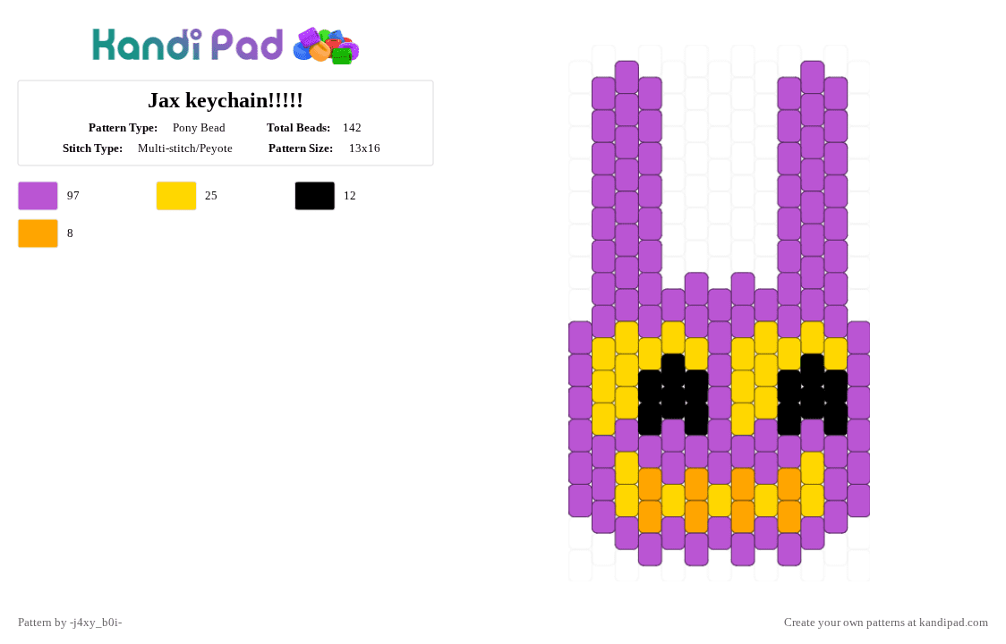 Jax keychain!!!!! - Pony Bead Pattern by x_gay-razer_x on Kandi Pad - pink