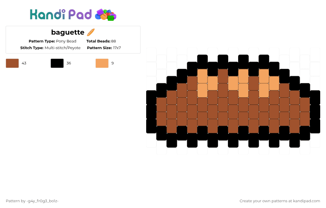 baguette 🥖 - Pony Bead Pattern by -vox- on Kandi Pad - red,bread