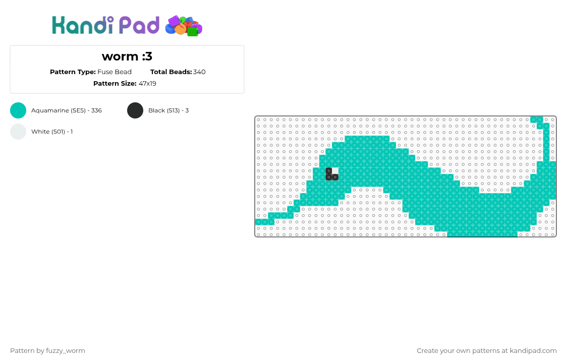 worm :3 - Fuse Bead Pattern by -vox- on Kandi Pad - teal