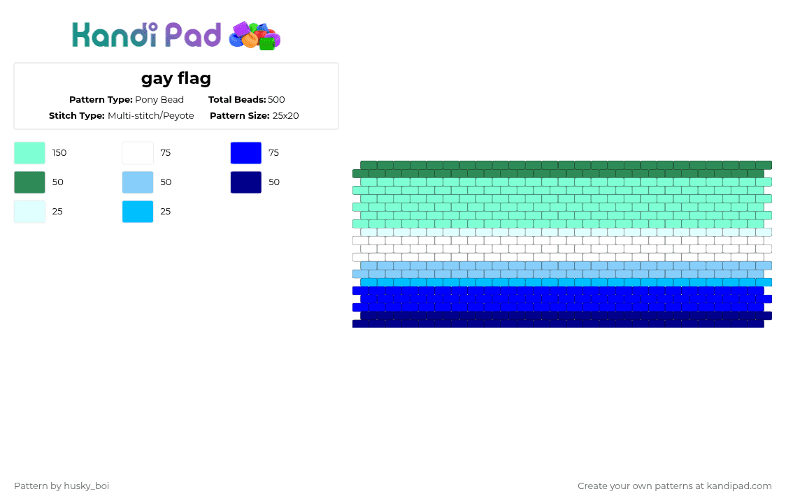 gay flag - Pony Bead Pattern by -vox- on Kandi Pad - teal,purple