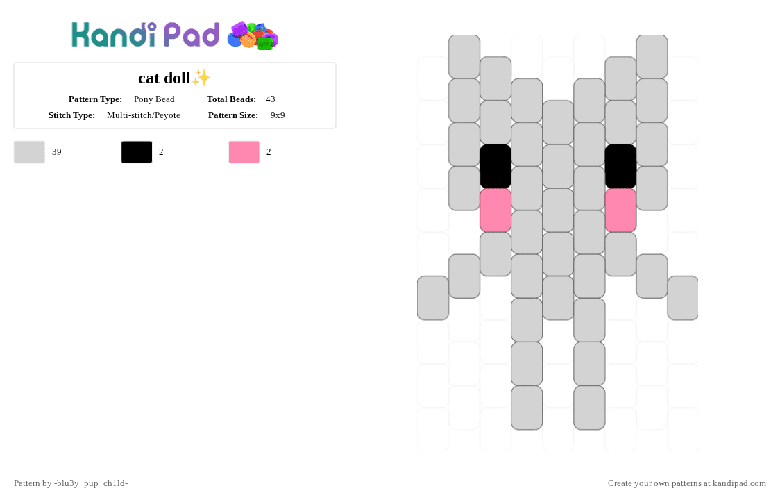 cat doll✨ - Pony Bead Pattern by -vox- on Kandi Pad - white