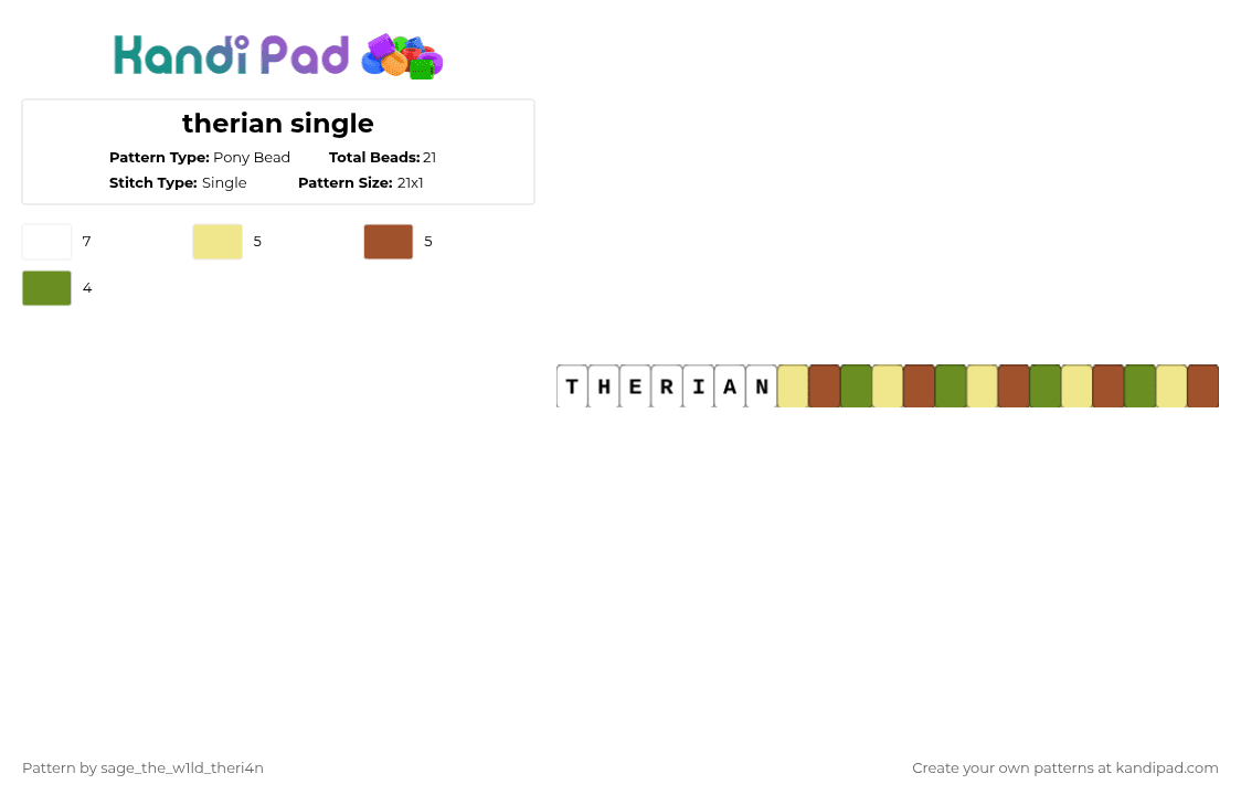 therian single - Pony Bead Pattern by -vox- on Kandi Pad - yellow,red