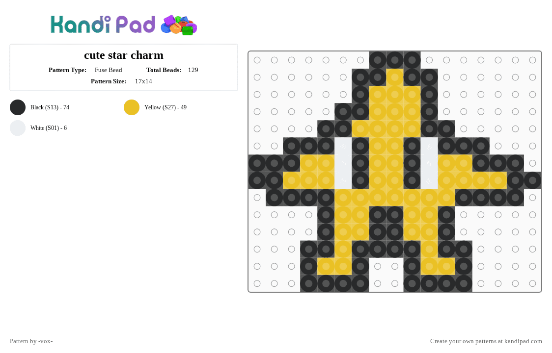 cute star charm - Fuse Bead Pattern by xx_taipergenya_xx on Kandi Pad - yellow