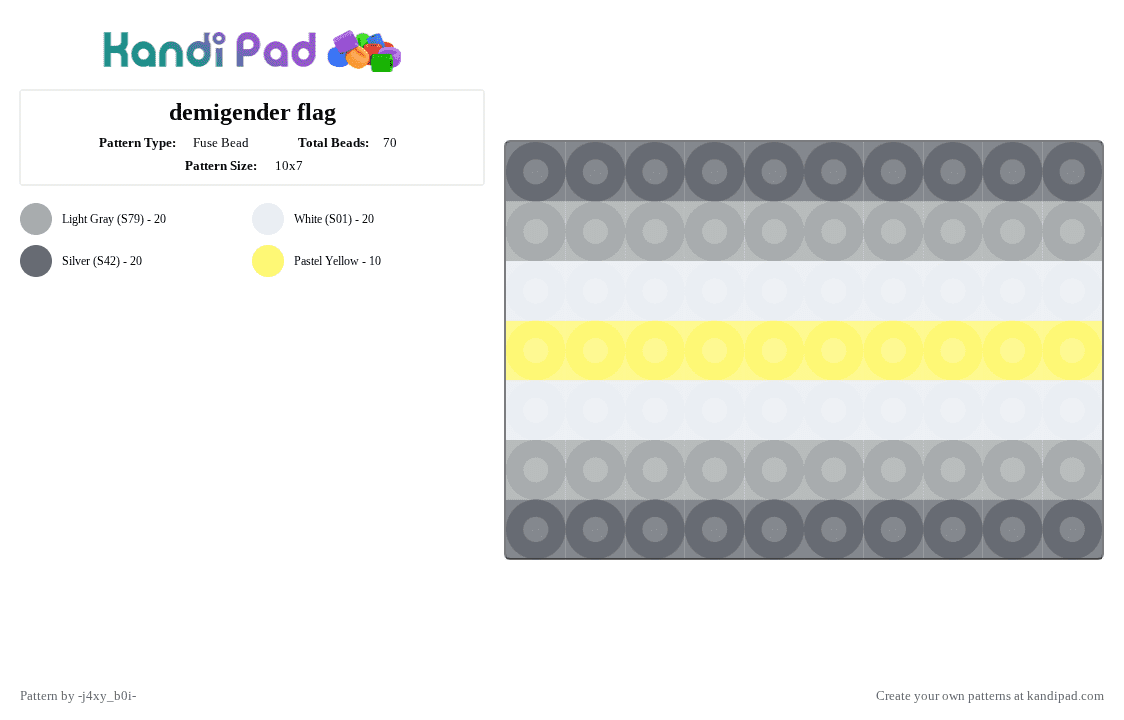 demigender flag - Fuse Bead Pattern by -vox- on Kandi Pad - gray