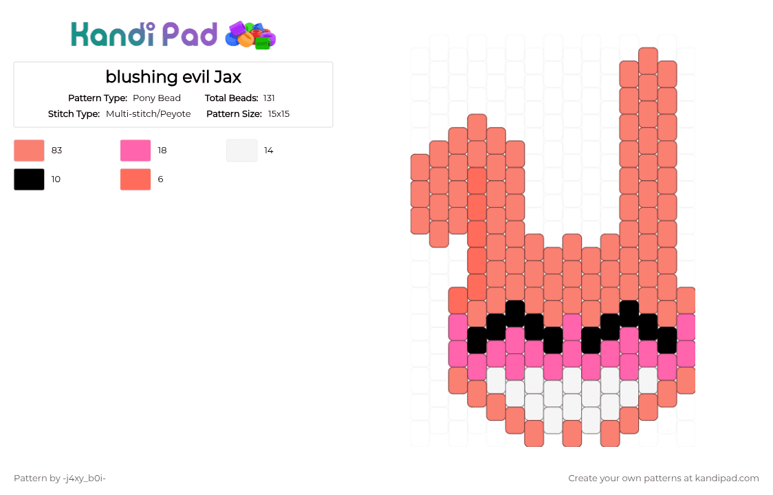 blushing evil Jax - Pony Bead Pattern by -vox- on Kandi Pad - orange