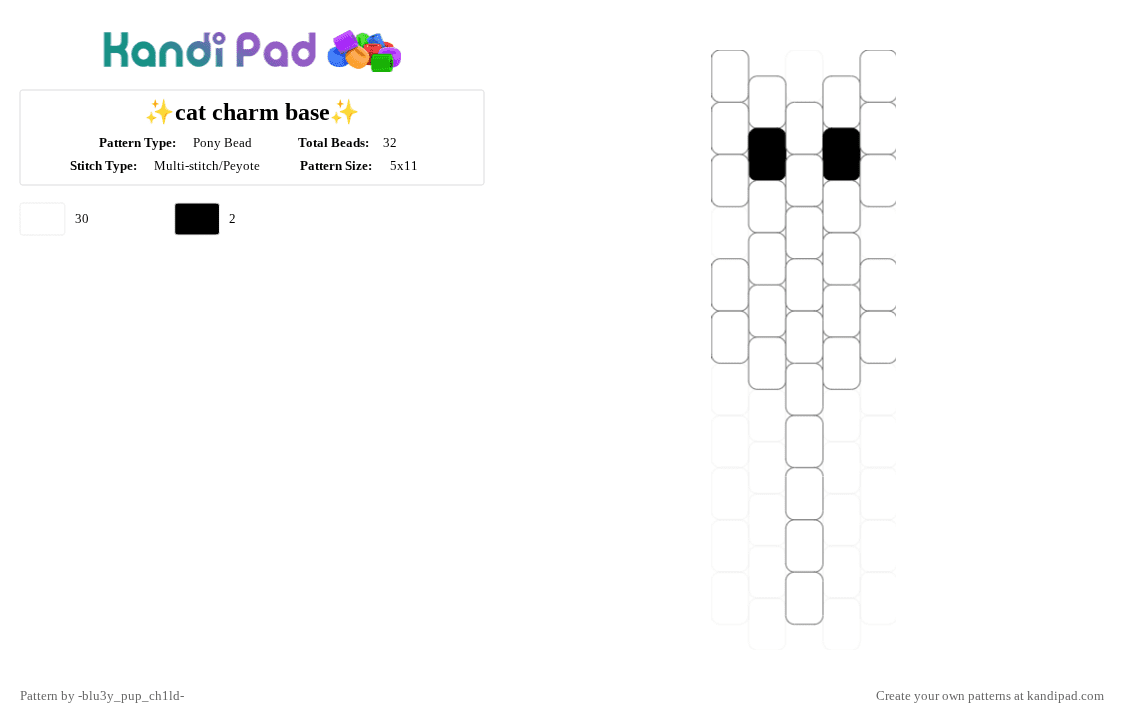 ✨cat charm base✨ - Pony Bead Pattern by x_th4t-0ne-w1rdo_x on Kandi Pad - white