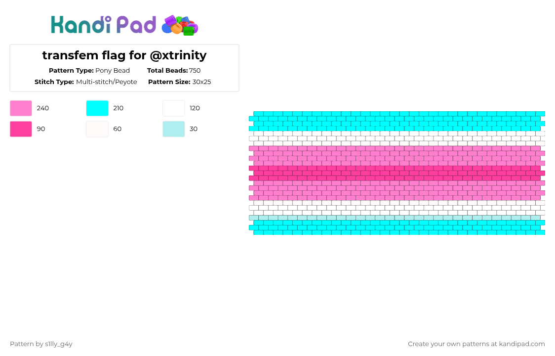 transfem flag for @xtrinity - Pony Bead Pattern by -vox- on Kandi Pad - light blue,pink