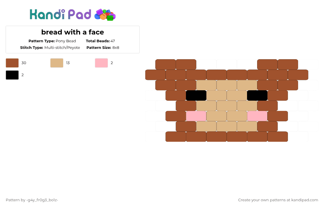 bread with a face - Pony Bead Pattern by -vox- on Kandi Pad - red