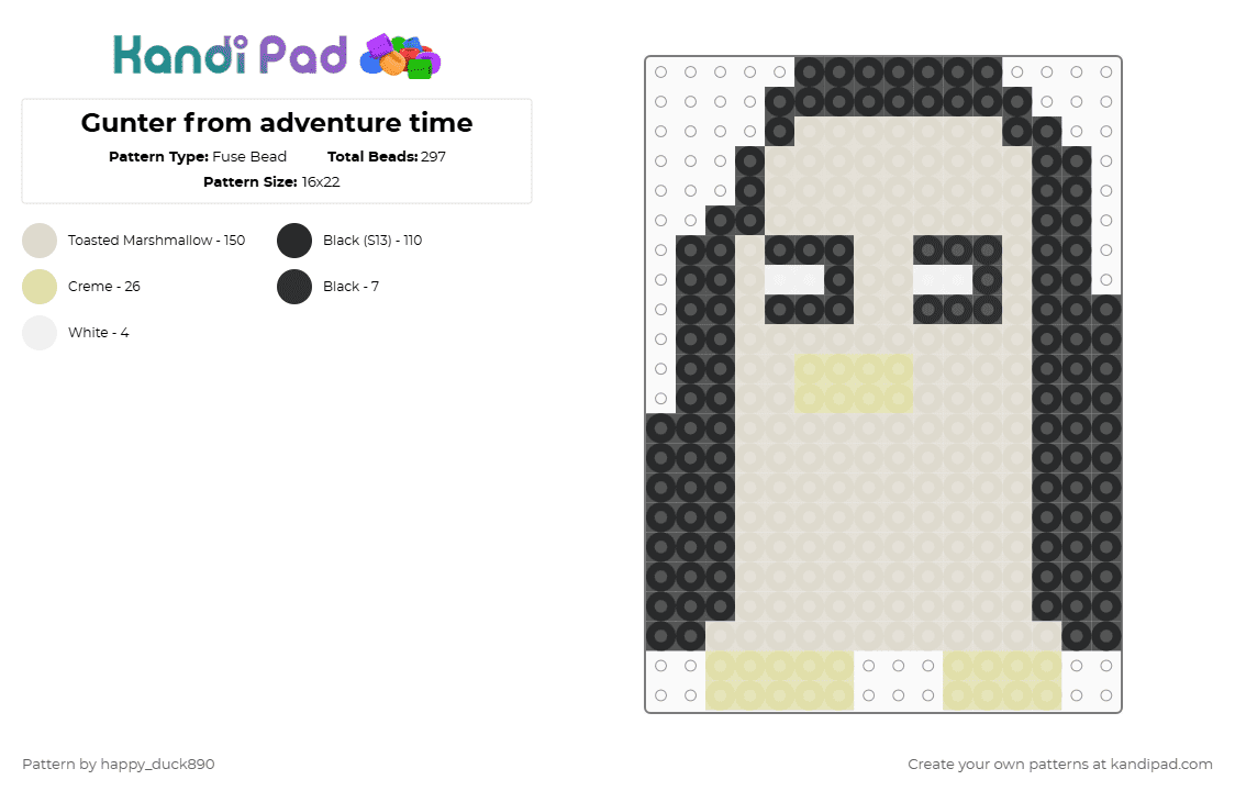Gunter from adventure time - Fuse Bead Pattern by happy_duck890 on Kandi Pad - beige,gunter,adventure time,penguin