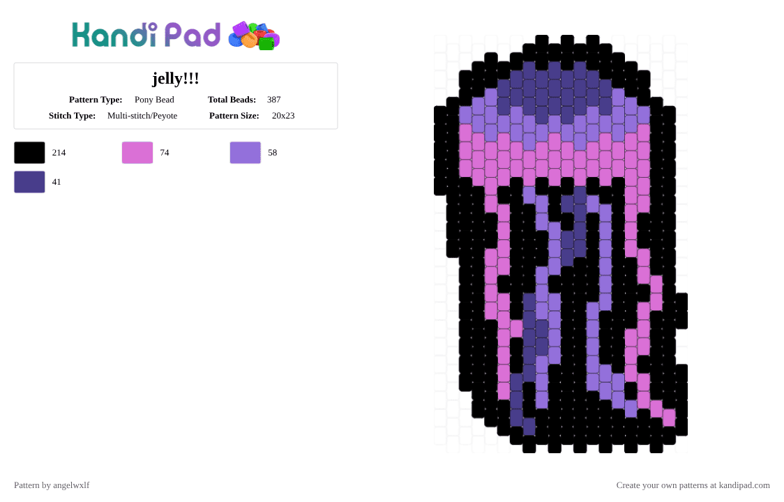 jelly!!! - Pony Bead Pattern by angelwxlf on Kandi Pad - pink,purple