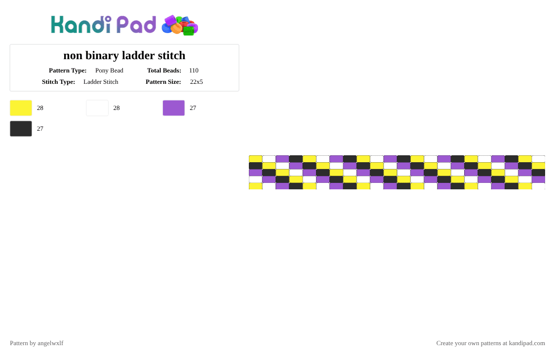 non binary ladder stitch - Pony Bead Pattern by angelwxlf on Kandi Pad - yellow,purple