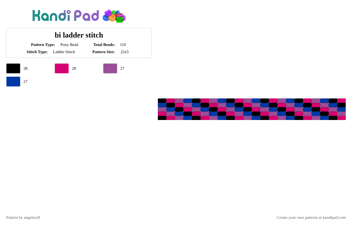 bi ladder stitch - Pony Bead Pattern by angelwxlf on Kandi Pad - pink,blue