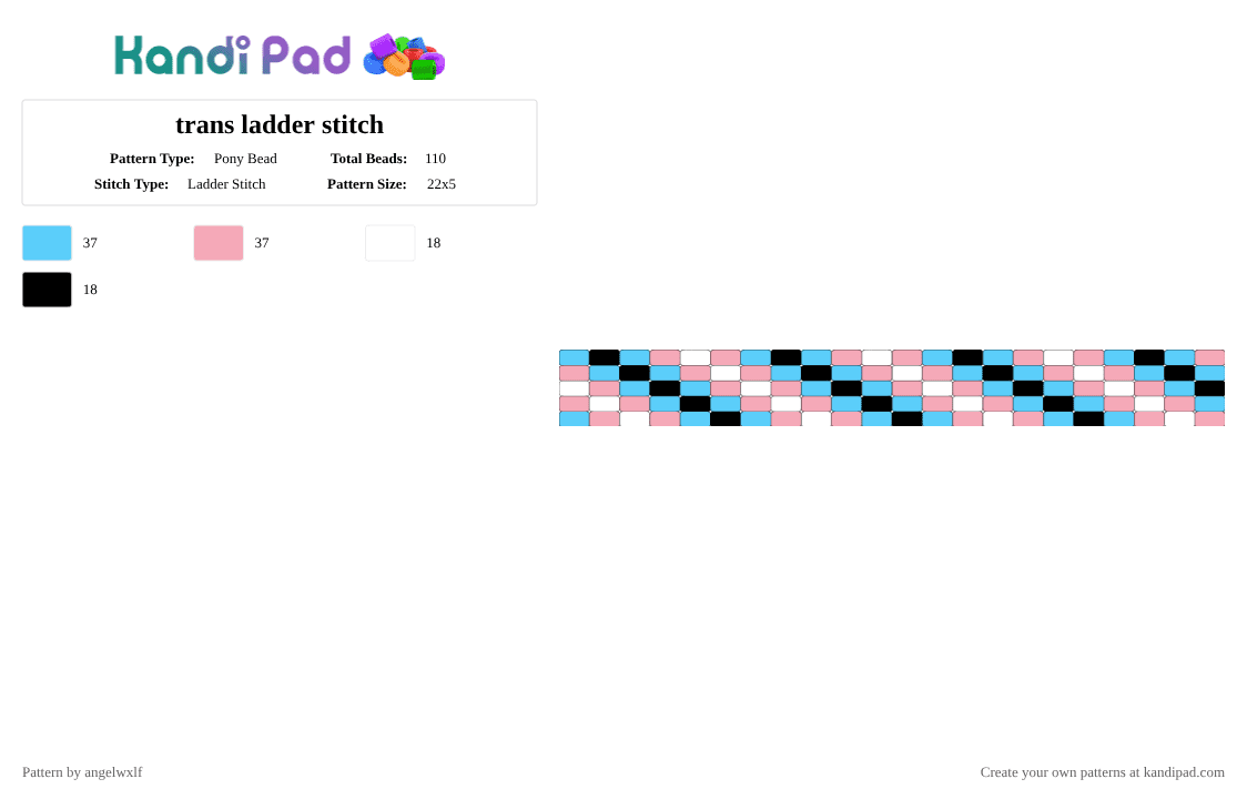 trans ladder stitch - Pony Bead Pattern by angelwxlf on Kandi Pad - light blue,pink