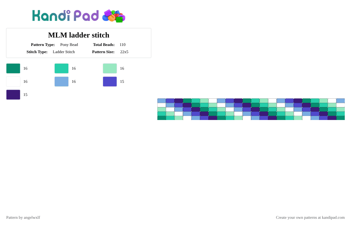 gay ladder stitch - Pony Bead Pattern by angelwxlf on Kandi Pad - teal,purple