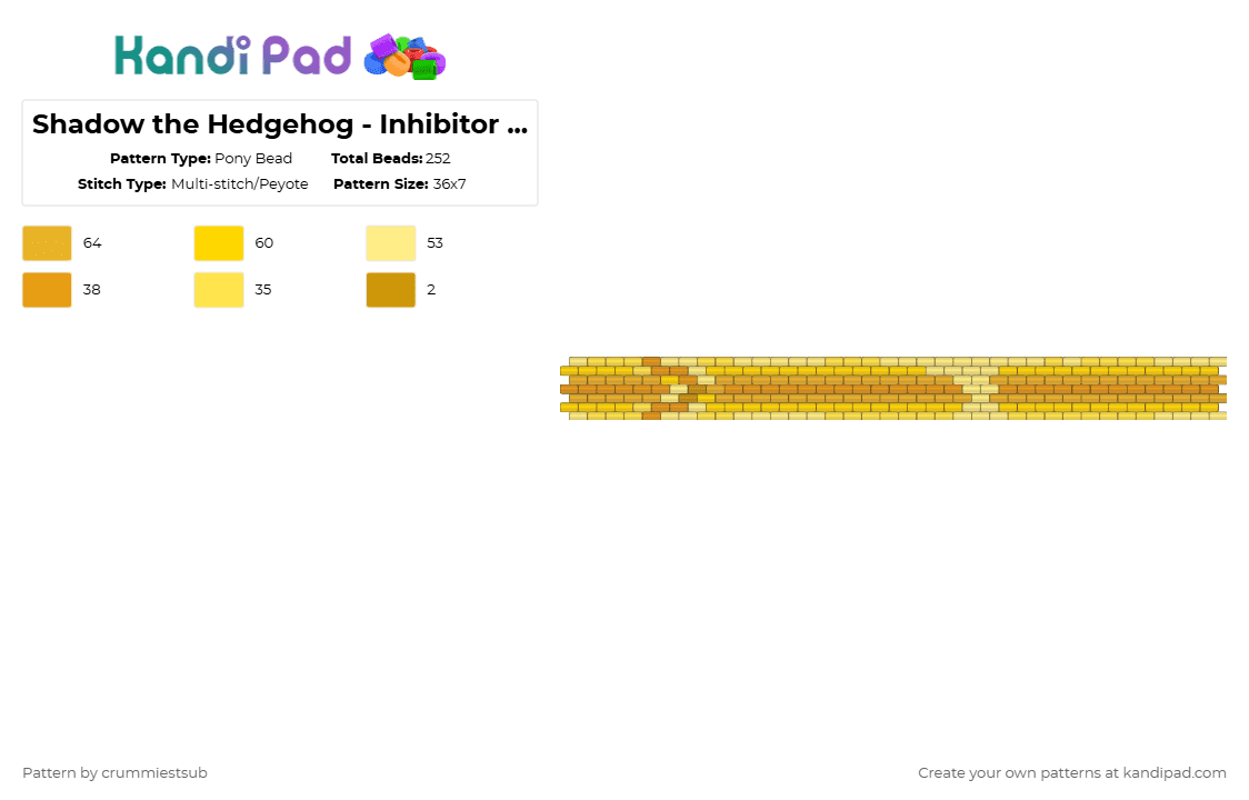 Shadow the Hedgehog - Inhibitor Ring - Pony Bead Pattern by crummiestsub on Kandi Pad - orange,yellow,sonic,sonic the hedgehog,gold