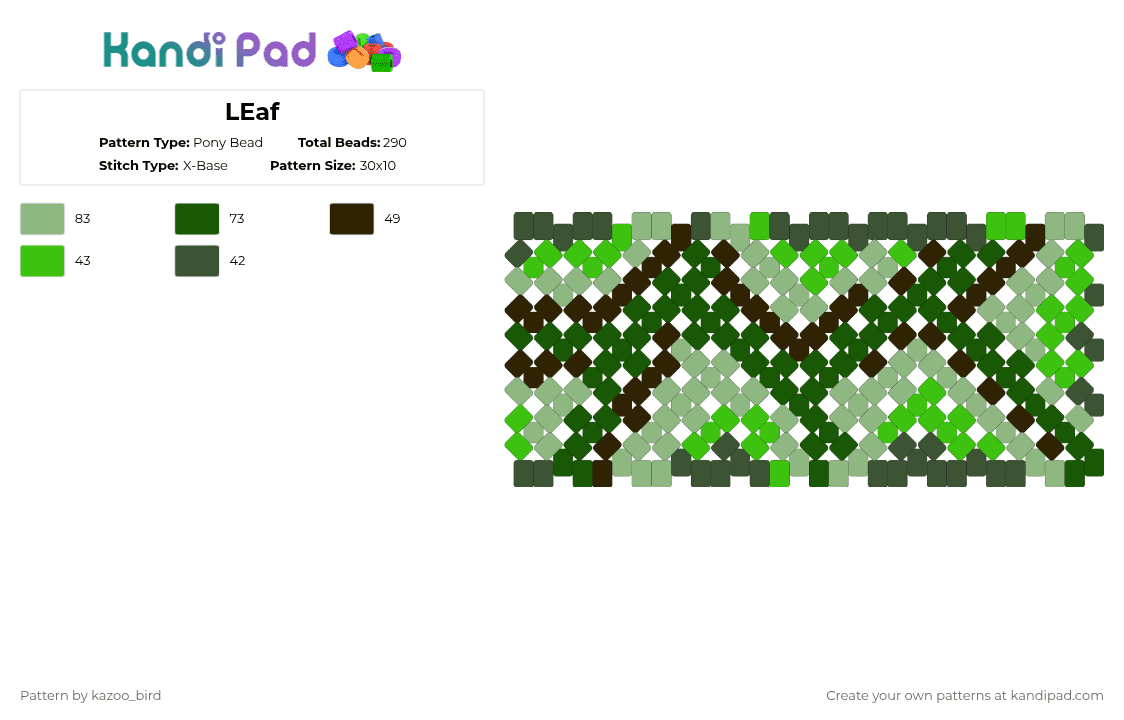 LEaf - Pony Bead Pattern by kazoo_bird on Kandi Pad - camo, cotdleaves, gold, green, leaf