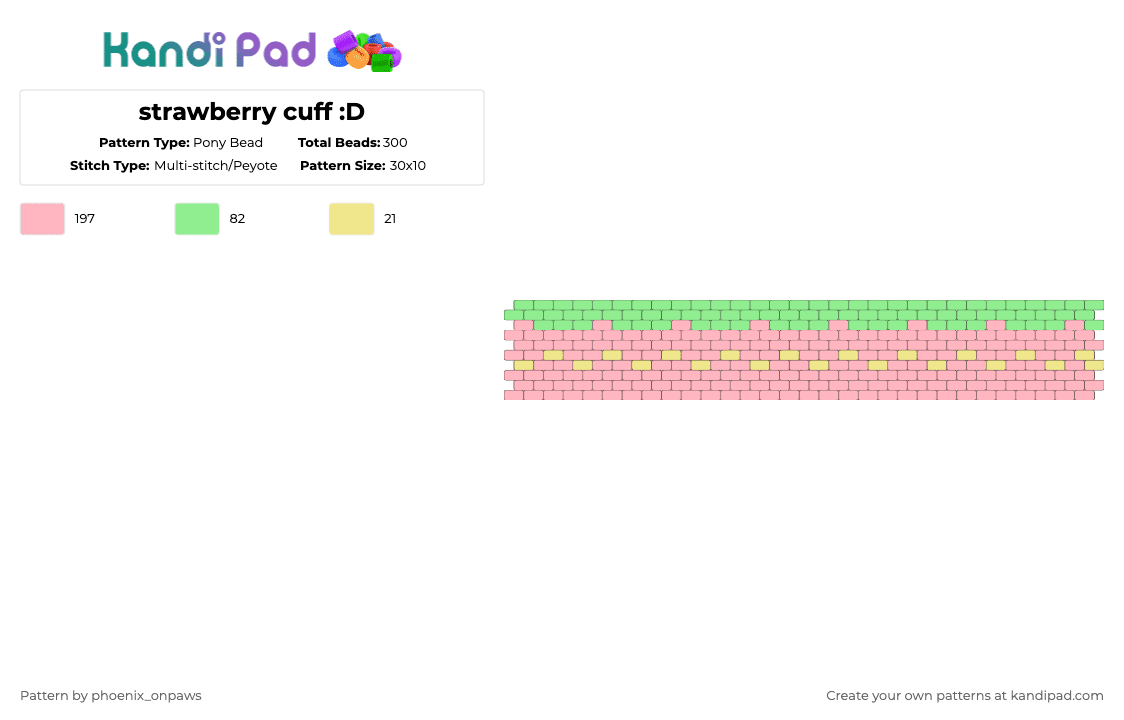 strawberry cuff :D - Pony Bead Pattern by phoenix_onpaws on Kandi Pad - pink