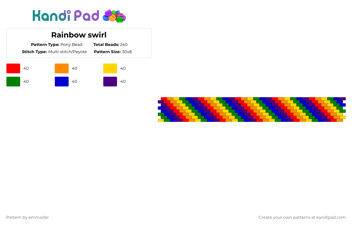 Rainbow swirl - Pony Bead Pattern by emmader on Kandi Pad - purple