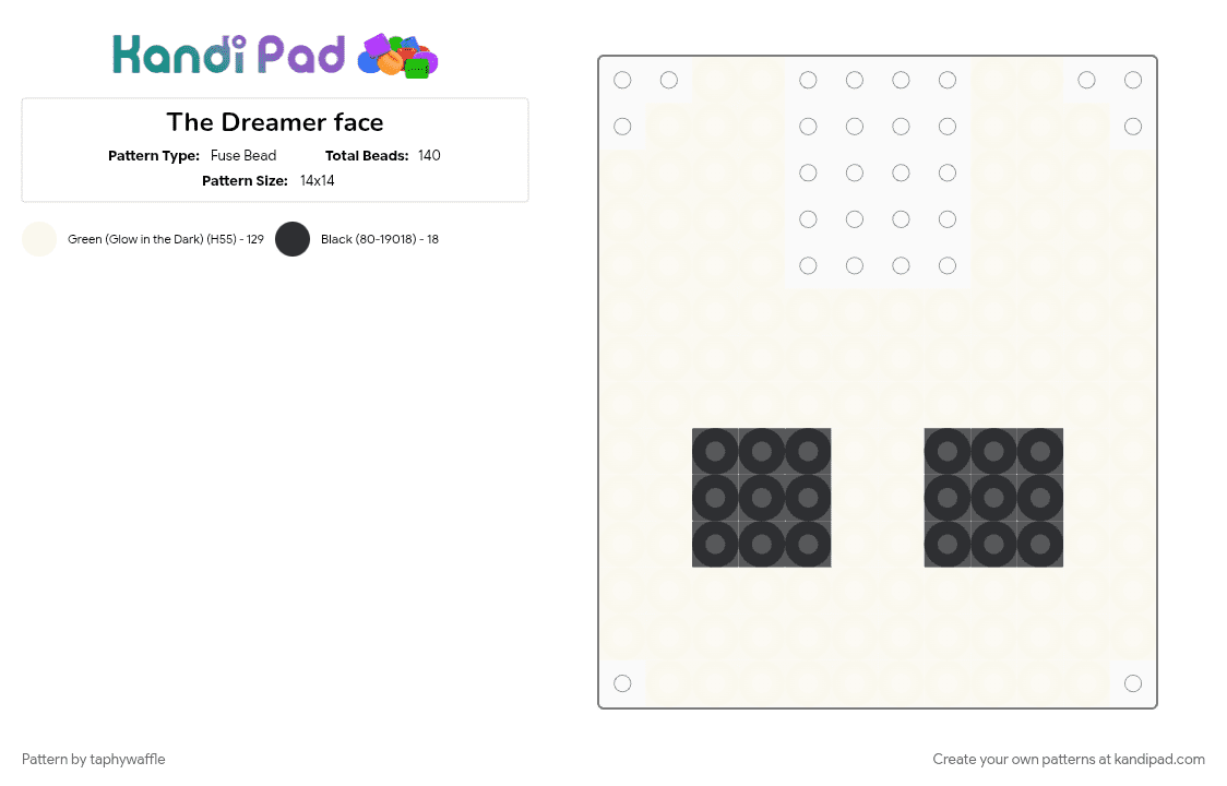 The Dreamer face - Fuse Bead Pattern by taphywaffle on Kandi Pad - 