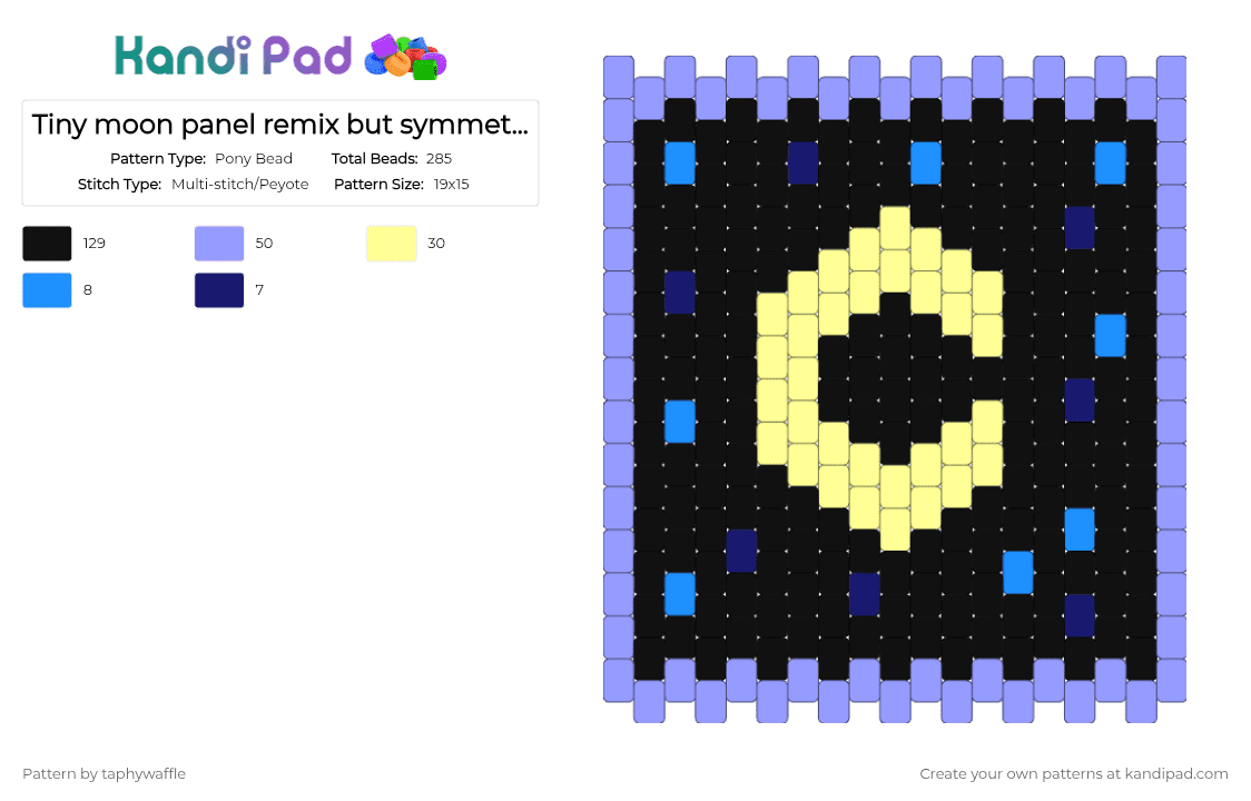 Tiny moon panel remix but symmetrical and simpler :> - Pony Bead Pattern by taphywaffle on Kandi Pad - black,yellow,pink