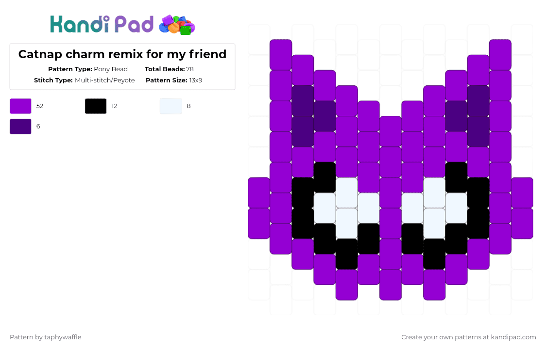 Catnap charm remix for my friend - Pony Bead Pattern by taphywaffle on Kandi Pad - purple,poppy playtime,cat,cute,animal