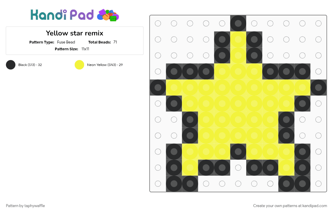 Yellow star remix - Fuse Bead Pattern by taphywaffle on Kandi Pad - 