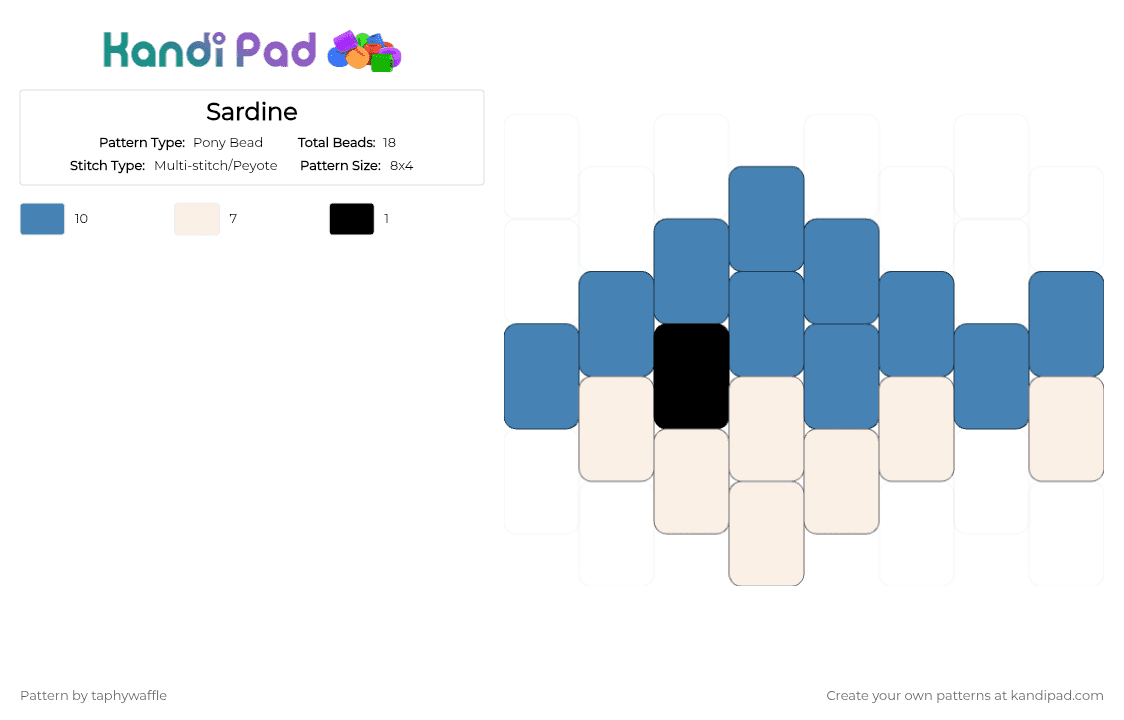 Sardine - Pony Bead Pattern by taphywaffle on Kandi Pad - blue, white