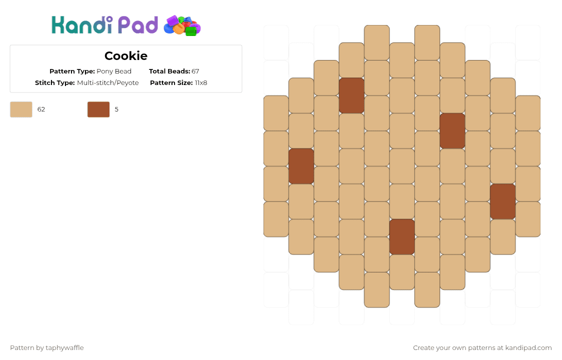 Cookie - Pony Bead Pattern by taphywaffle on Kandi Pad - beige,food,cute