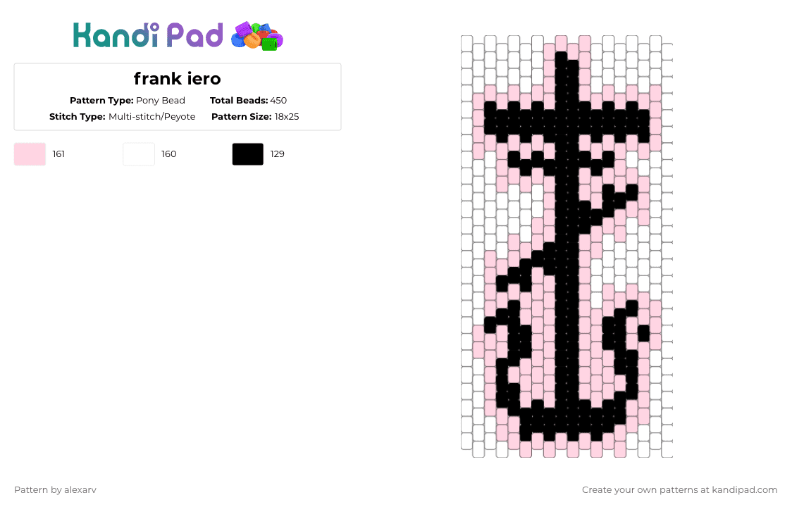 frank iero - Pony Bead Pattern by alexarv on Kandi Pad - black, white