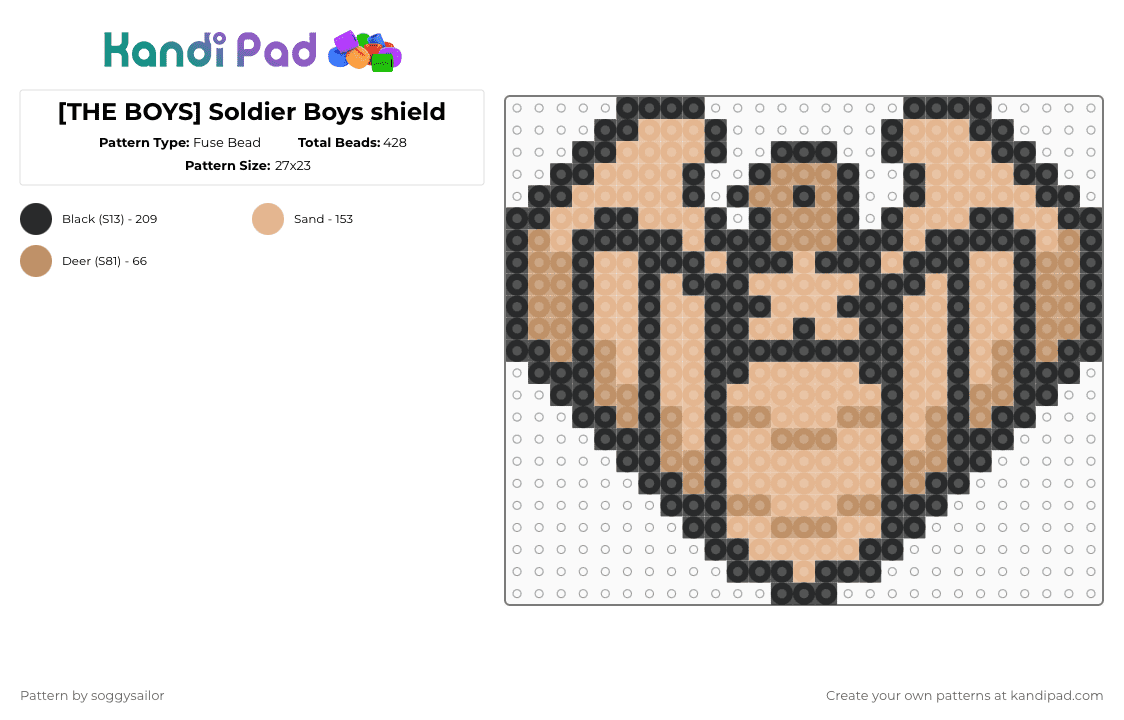 [THE BOYS] Soldier Boys shield - Fuse Bead Pattern by soggysailor on Kandi Pad - tan,beige,the boys,soldier boy,superhero,shield