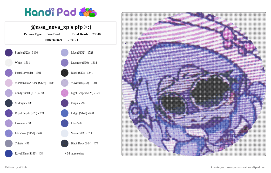 @essa_nova_xp\'s pfp >:) - Fuse Bead Pattern by st3ll4r on Kandi Pad - 