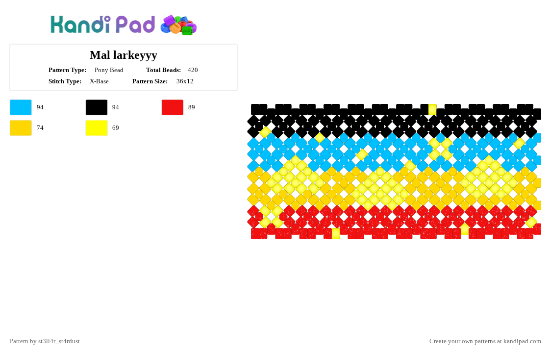 Mal larkeyyy - Pony Bead Pattern by le4f1e on Kandi Pad - clown, yellow