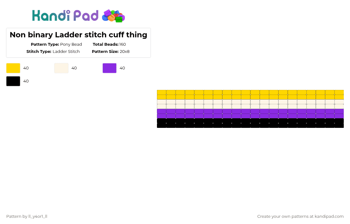 Non binary Ladder stitch cuff thing - Pony Bead Pattern by ll_-kr4tcy-_ll on Kandi Pad - yellow,purple