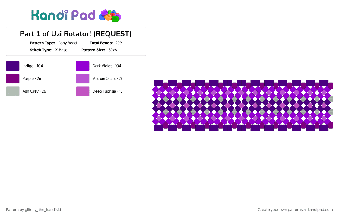 Part 1 of Uzi Rotator! (REQUEST) - Pony Bead Pattern by glitchy_the_kandikid on Kandi Pad - 