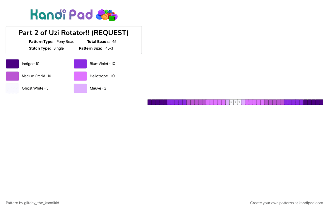 Part 2 of Uzi Rotator!! (REQUEST) - Pony Bead Pattern by glitchy_the_kandikid on Kandi Pad - 