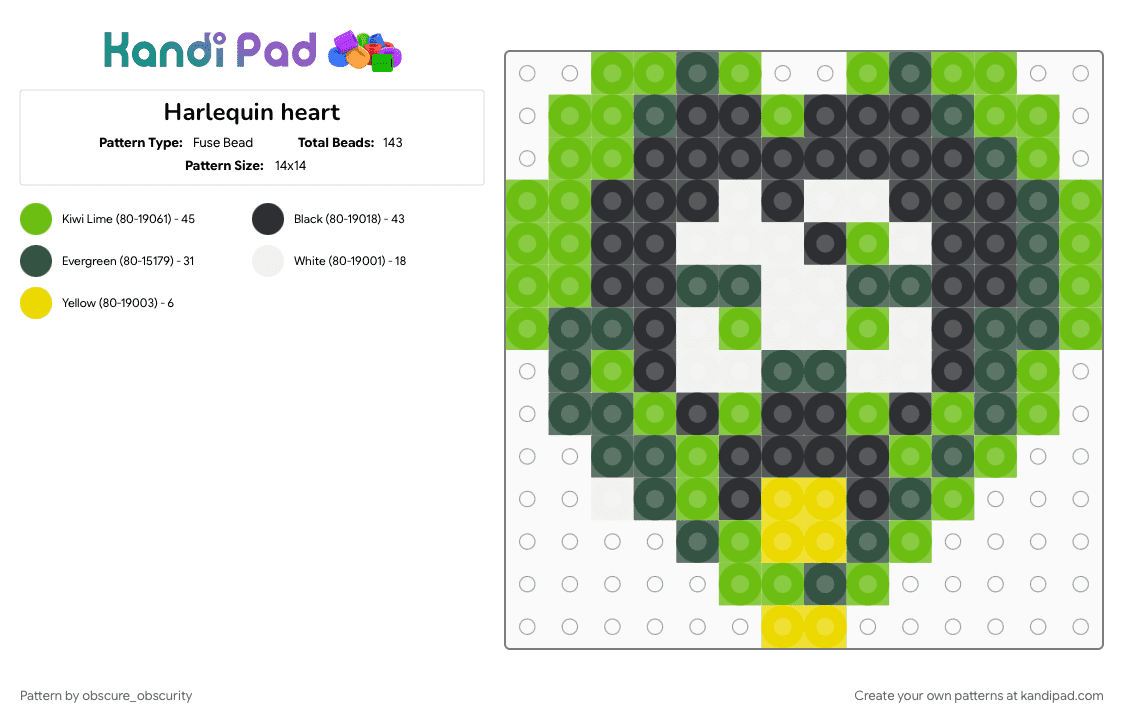 Cardiac Stander Harlequin heart Fuse Bead Pattern - Kandi Pad | Kandi Patterns, Fuse ...