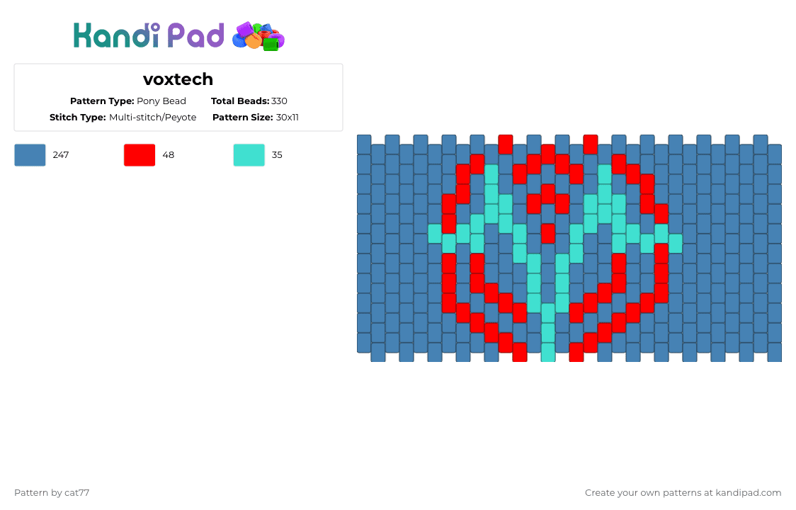 voxtech - Pony Bead Pattern by cat77 on Kandi Pad - blue