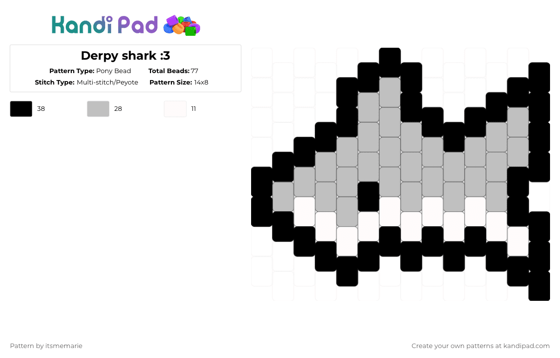 Derpy shark :3 - Pony Bead Pattern by itsmemarie on Kandi Pad - beige,white