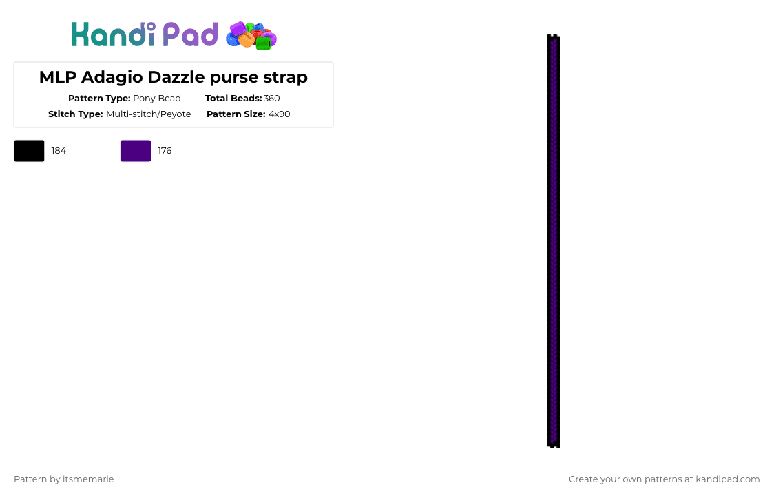 MLP Adagio Dazzle purse strap - Pony Bead Pattern by itsmemarie on Kandi Pad - purple,black