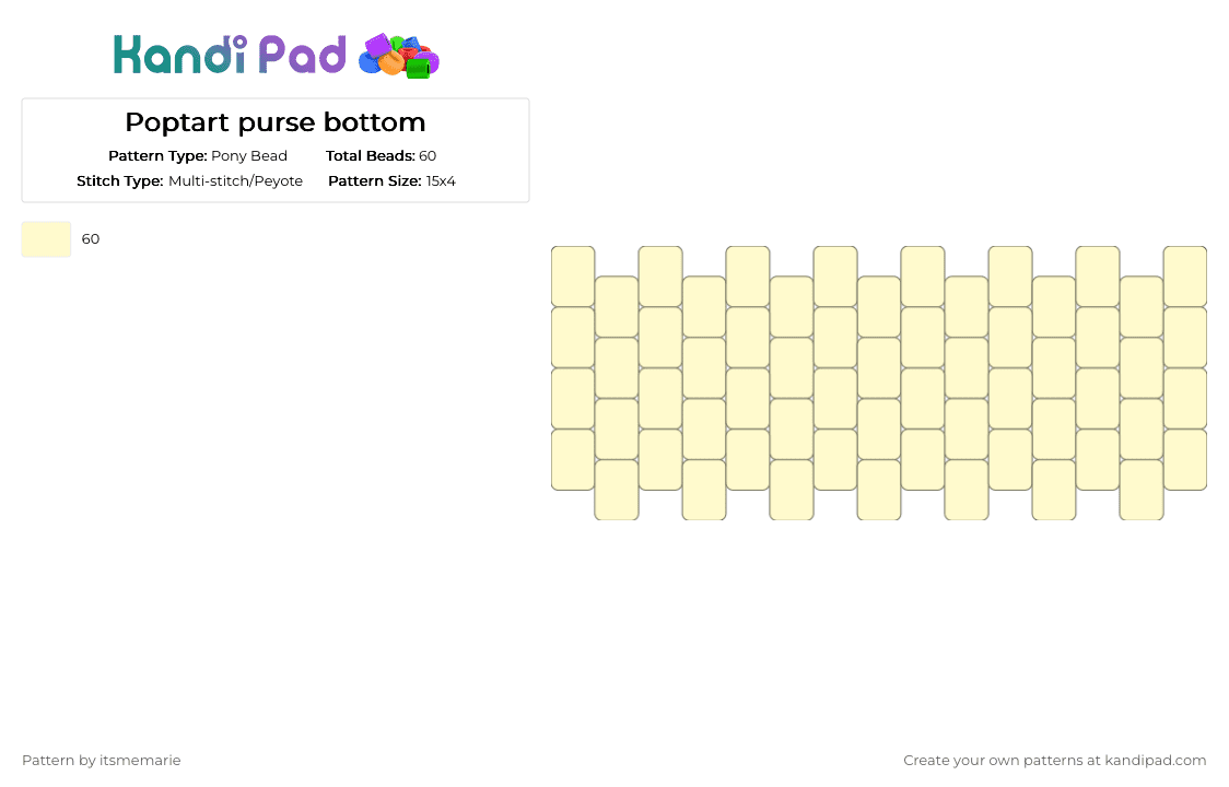 Poptart purse bottom - Pony Bead Pattern by itsmemarie on Kandi Pad - yellow