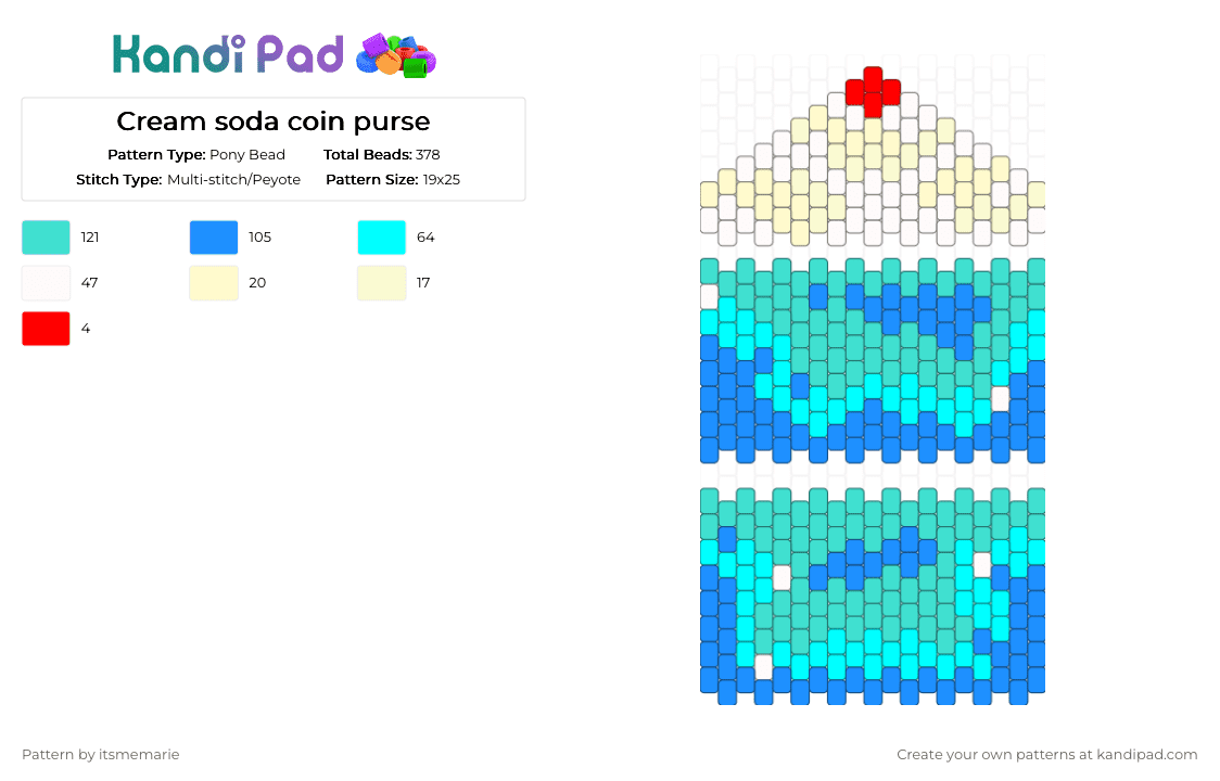 Cream soda coin purse - Pony Bead Pattern by itsmemarie on Kandi Pad - light blue