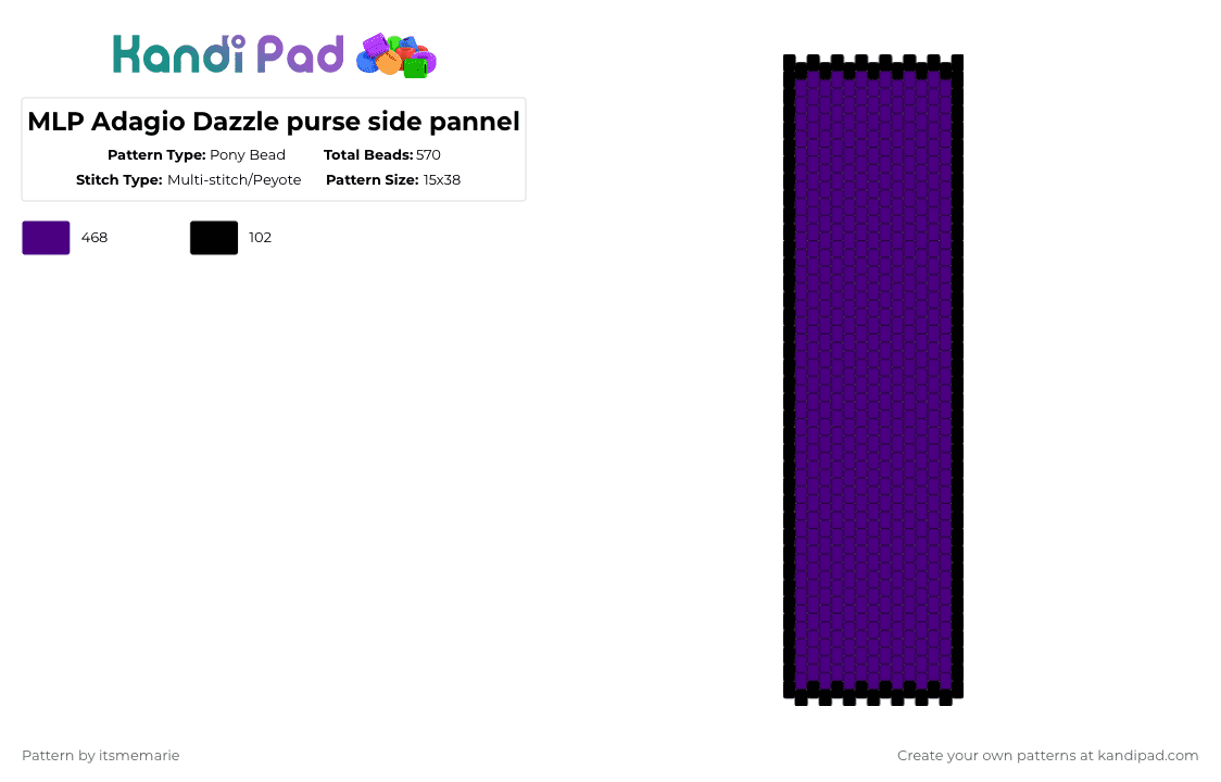 MLP Adagio Dazzle purse side pannel - Pony Bead Pattern by itsmemarie on Kandi Pad - purple
