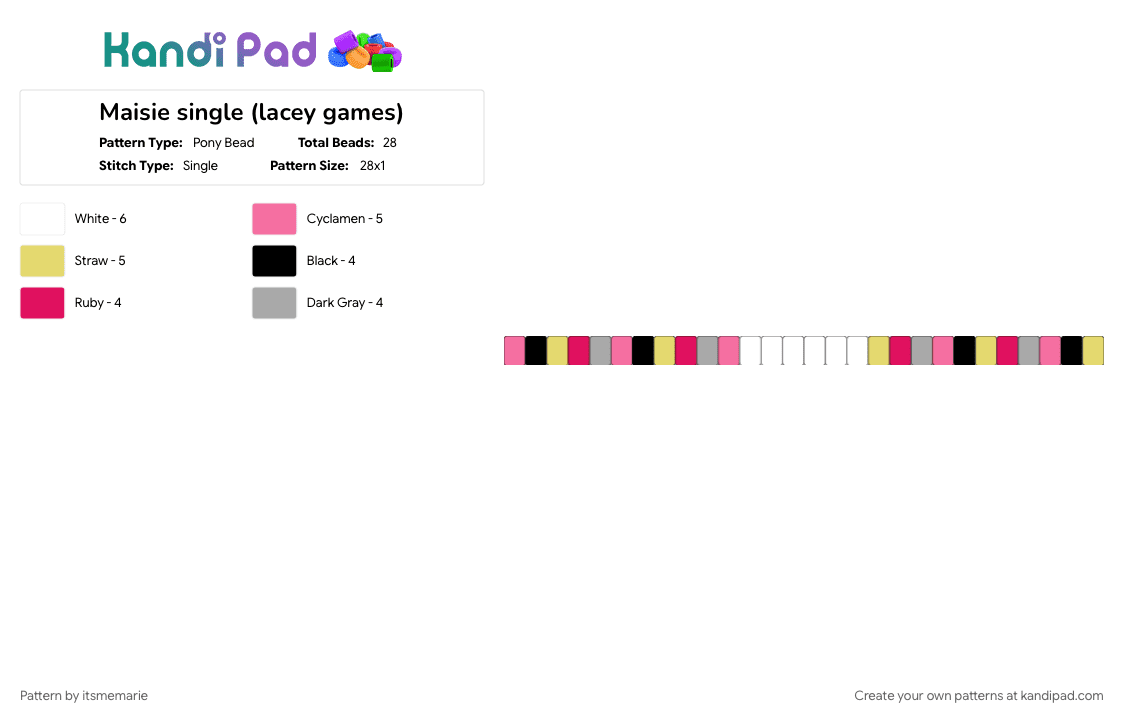 Maisie single (lacey games) - Pony Bead Pattern by itsmemarie on Kandi Pad - 
